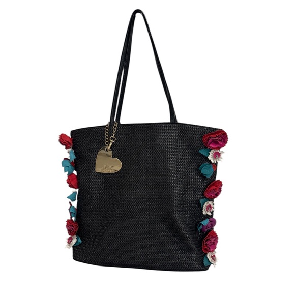 Betsey Johnson Handbags - Betsey Johnson Black Woven Tote Shoulder Bag